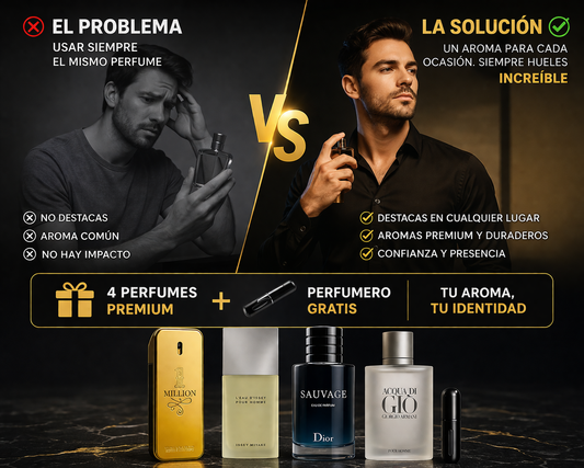 🔥 4 FRAGANCIAS QUE TRANSFORMAN TU PRESENCIA EN SEGUNDOS POR EL PRECIO DE UNA + PERFUMERO GRATIS